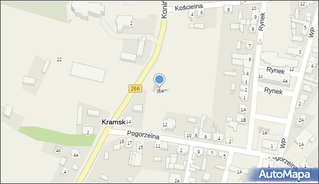 Kramsk, Kościelna, 36A, mapa Kramsk