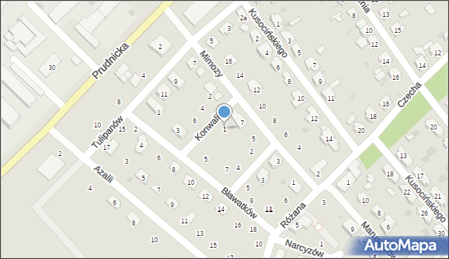 Krapkowice, Konwalii, 1, mapa Krapkowice