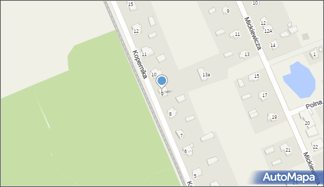 Krasne, Kopernika Mikołaja, 9, mapa Krasne