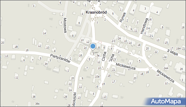 Krasnobród, Kościuszki Tadeusza, gen., 3, mapa Krasnobród