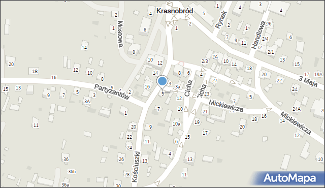 Krasnobród, Kościuszki Tadeusza, gen., 5, mapa Krasnobród
