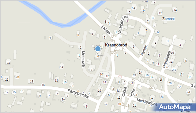 Krasnobród, Kościuszki Tadeusza, gen., 6, mapa Krasnobród