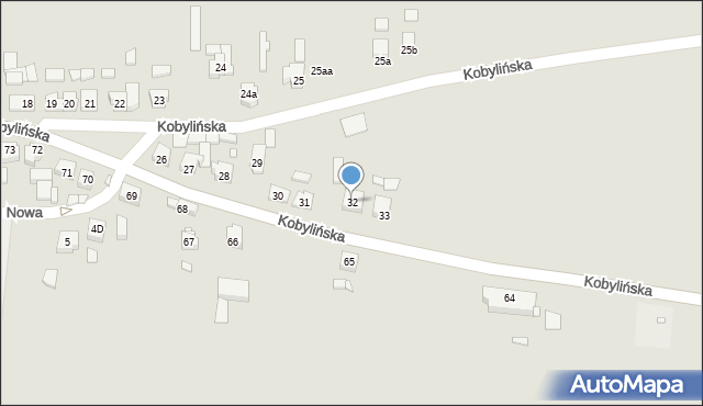 Krobia, Kobylińska, 32, mapa Krobia