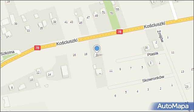 Kroczyce, Kościuszki Tadeusza, gen., 20, mapa Kroczyce