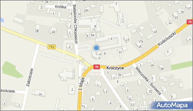 Kroczyce, Kościuszki Tadeusza, gen., 5, mapa Kroczyce