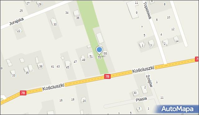 Kroczyce, Kościuszki Tadeusza, gen., 53, mapa Kroczyce