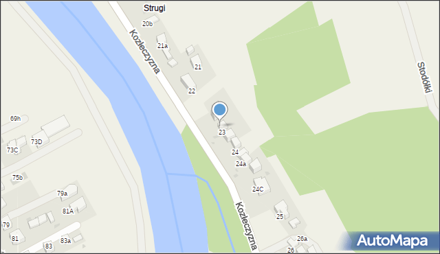 Krościenko nad Dunajcem, Kozłeczyzna, 23B, mapa Krościenko nad Dunajcem