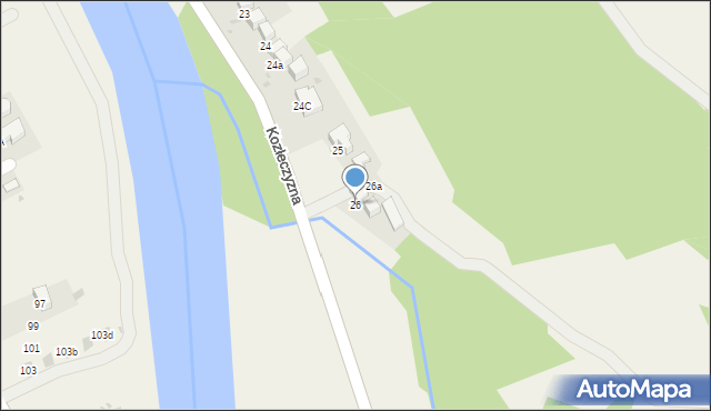 Krościenko nad Dunajcem, Kozłeczyzna, 26, mapa Krościenko nad Dunajcem