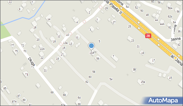 Krosno, Kochanowskiego Jana, 11A, mapa Krosna