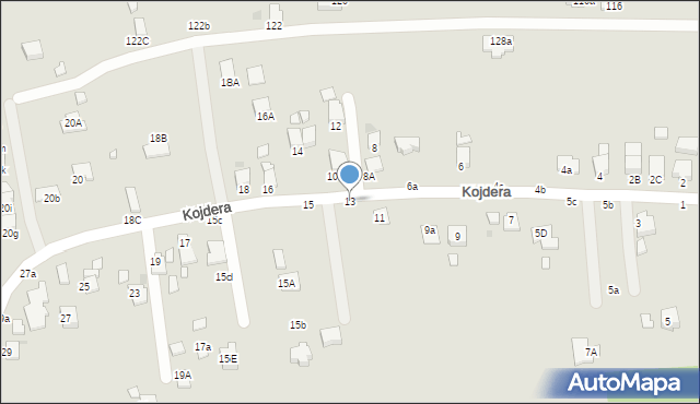 Krosno, Kojdera Franciszka, ks., 13, mapa Krosna