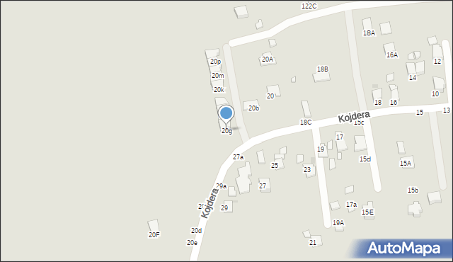 Krosno, Kojdera Franciszka, ks., 20g, mapa Krosna