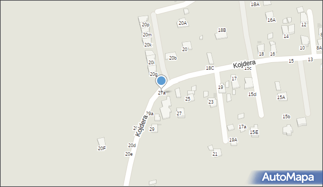 Krosno, Kojdera Franciszka, ks., 27a, mapa Krosna