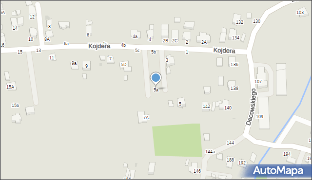 Krosno, Kojdera Franciszka, ks., 5a, mapa Krosna