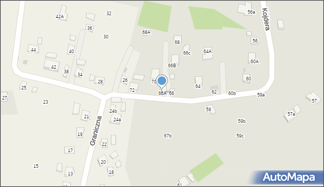 Krosno, Kojdera Franciszka, ks., 66A, mapa Krosna