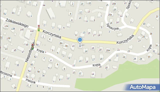 Krosno, Korczyńska, 12, mapa Krosna