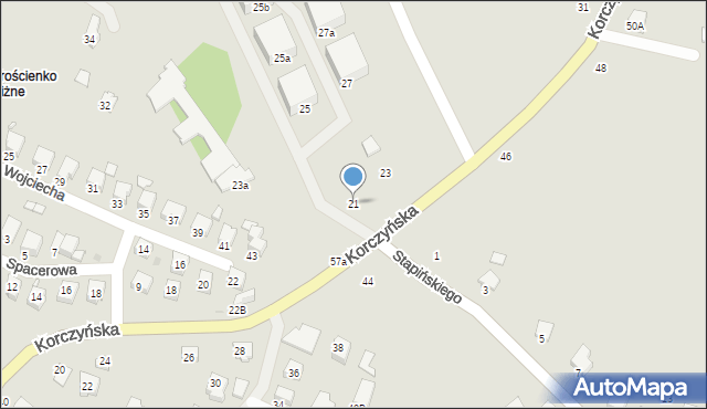 Krosno, Korczyńska, 21, mapa Krosna