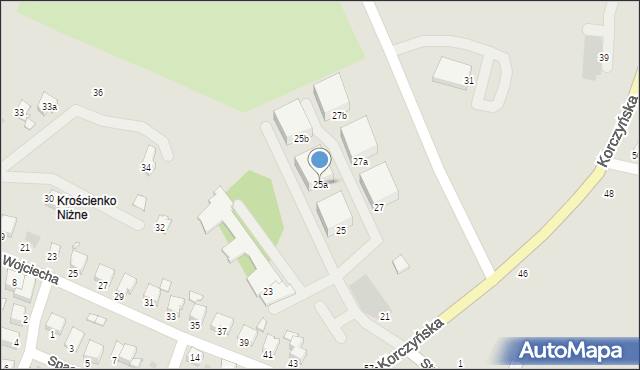 Krosno, Korczyńska, 25a, mapa Krosna