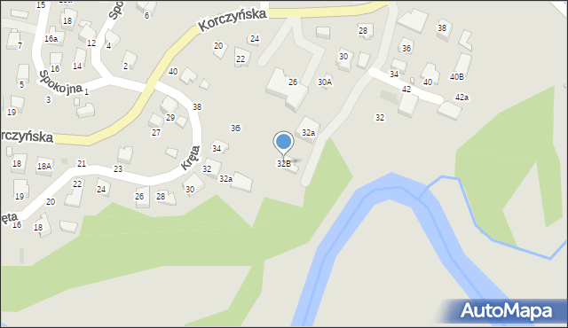 Krosno, Korczyńska, 32B, mapa Krosna