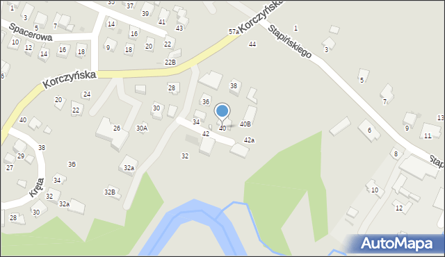 Krosno, Korczyńska, 40, mapa Krosna