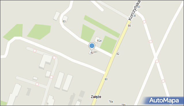 Krosno, Korczyńska, 61, mapa Krosna
