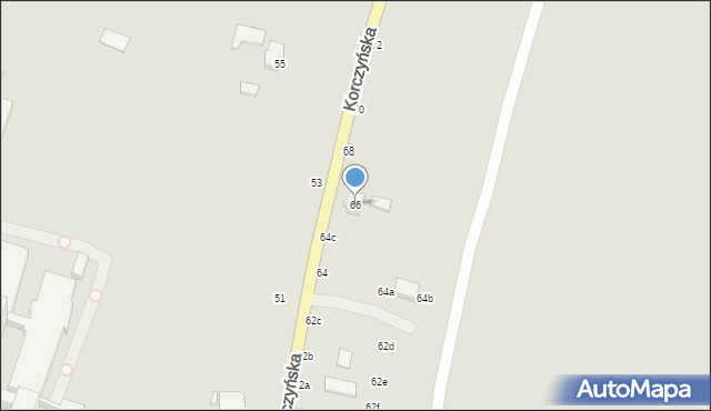Krosno, Korczyńska, 66, mapa Krosna
