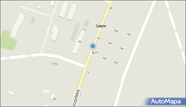 Krosno, Korczyńska, 76, mapa Krosna