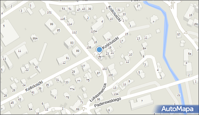 Krosno, Kościuszki Tadeusza, gen., 25, mapa Krosna
