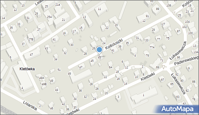 Krosno, Kościuszki Tadeusza, gen., 43, mapa Krosna