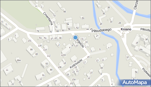 Krosno, Kościuszki Tadeusza, gen., 8, mapa Krosna
