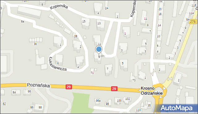 Krosno Odrzańskie, Kopernika Mikołaja, 9, mapa Krosno Odrzańskie