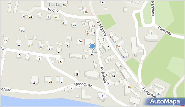 Krosno Odrzańskie, Kościelna, 1A, mapa Krosno Odrzańskie