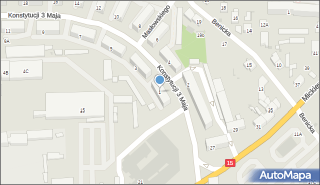 Krotoszyn, Konstytucji 3 Maja, 1, mapa Krotoszyna