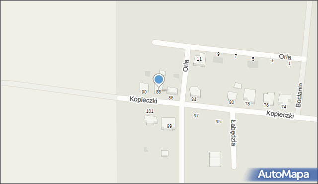 Krotoszyn, Kopieczki, 88, mapa Krotoszyna