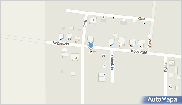 Krotoszyn, Kopieczki, 97, mapa Krotoszyna