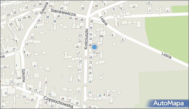 Krzepice, Kościuszki Tadeusza, gen., 24A, mapa Krzepice