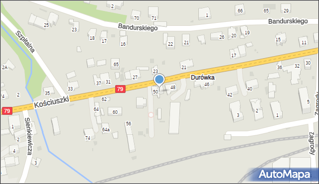 Krzeszowice, Kościuszki Tadeusza, gen., 50a, mapa Krzeszowice