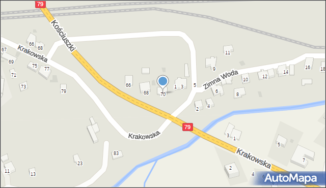 Krzeszowice, Kościuszki Tadeusza, gen., 70, mapa Krzeszowice