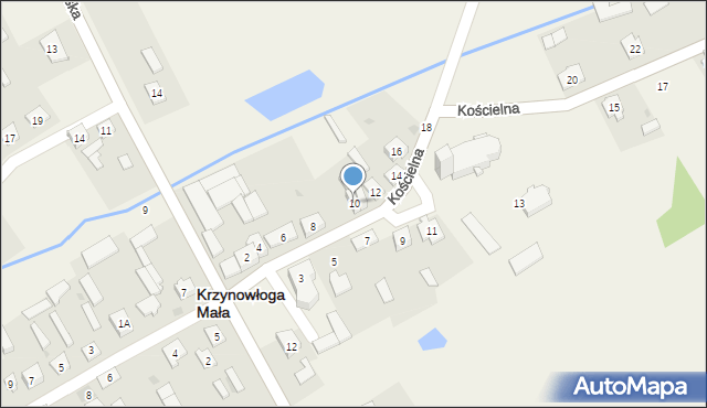 Krzynowłoga Mała, Kościelna, 10, mapa Krzynowłoga Mała