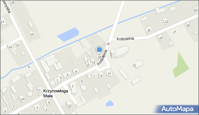 Krzynowłoga Mała, Kościelna, 14, mapa Krzynowłoga Mała
