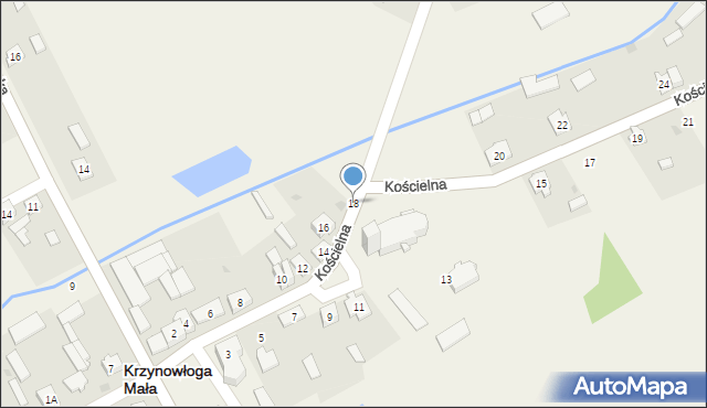 Krzynowłoga Mała, Kościelna, 18, mapa Krzynowłoga Mała