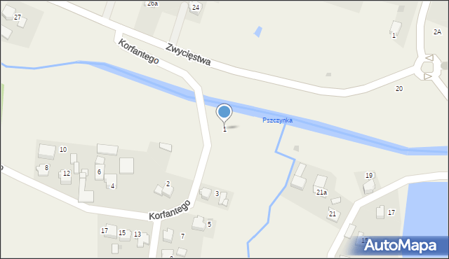 Krzyżowice, Korfantego Wojciecha, 1, mapa Krzyżowice