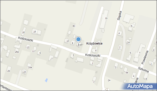 Krzyżowice, Kościuszki Tadeusza, gen., 6, mapa Krzyżowice