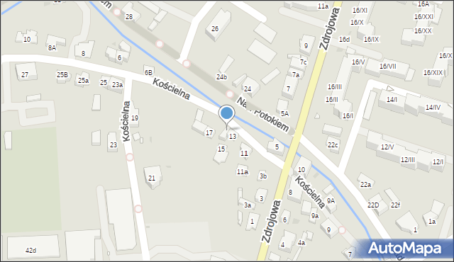 Kudowa-Zdrój, Kościelna, 13a, mapa Kudowa-Zdrój