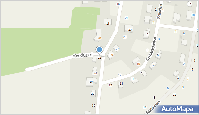 Kunice, Kościuszki Tadeusza, gen., 22, mapa Kunice