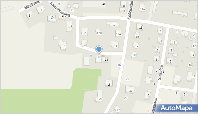 Kunice, Kosynierów, 11, mapa Kunice