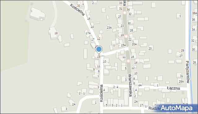 Kunów, Kościelna, 13, mapa Kunów