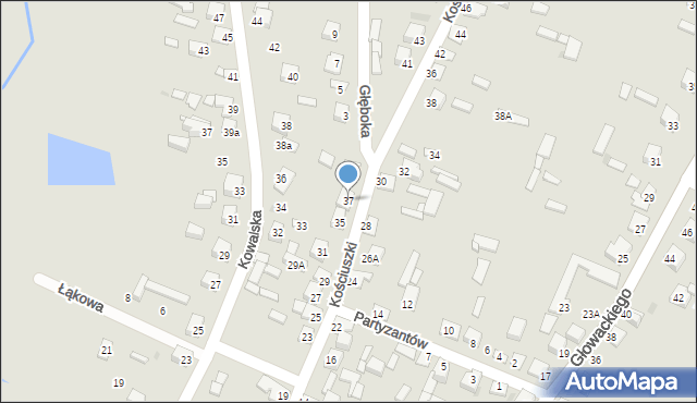 Kurów, Kościuszki Tadeusza, gen., 37, mapa Kurów