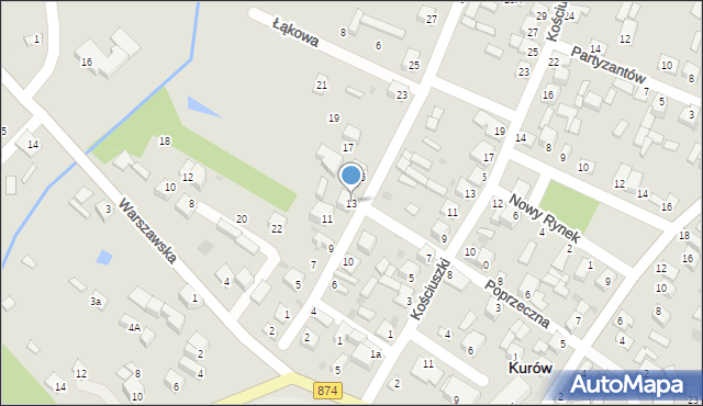 Kurów, Kowalska, 13, mapa Kurów