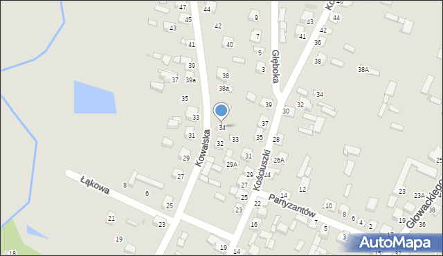 Kurów, Kowalska, 34, mapa Kurów