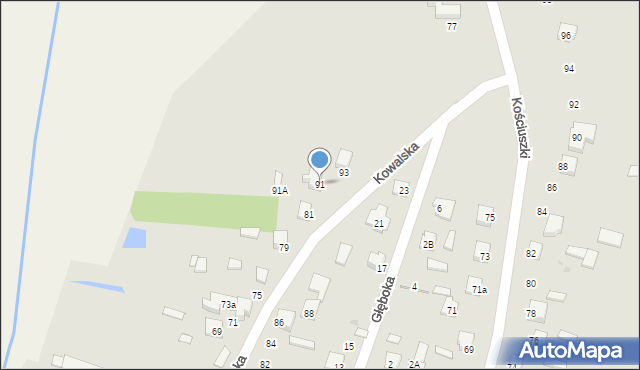 Kurów, Kowalska, 91, mapa Kurów